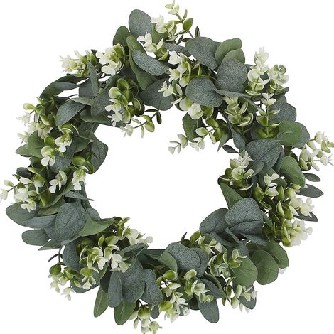 couronne Saisonnire En Eucalyptus De 35 Cm De Diamtre - Vert, Fleurs Artificielles Pour Usage Dcoratif, Intrieur Et Extrieur (1/5)