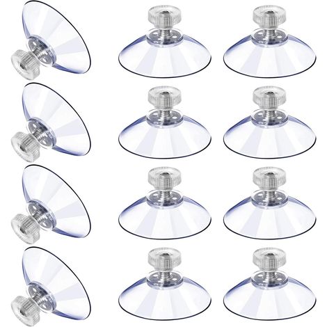 12 grandes ventouses en plastique transparent anti-collision avec vis et écrou métallique. Ventouses puissantes en PVC transparent de rechange. (1/5)