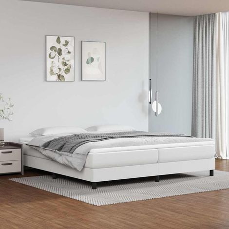 vidaXL Estructura de cama con somier cuero sintético blanco 200x200cm (1/5)