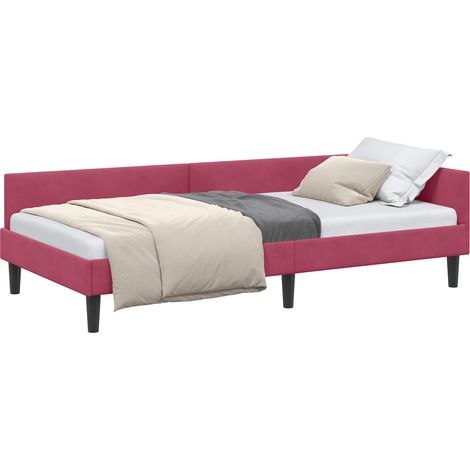 Maison Exclusive - Cornice del letto ad angolo Rosso Vino 100 cm x 200 cm Velluto