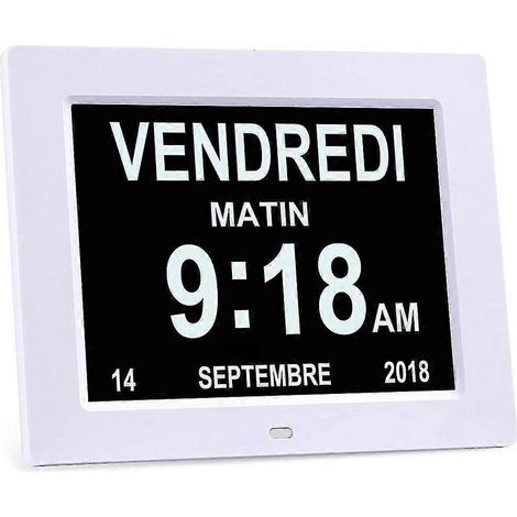 Horloge calendrier numérique LCD 8 pouces avec date, jour et heure  Horloge pour personnes atteintes d'Alzheimer (1/5)
