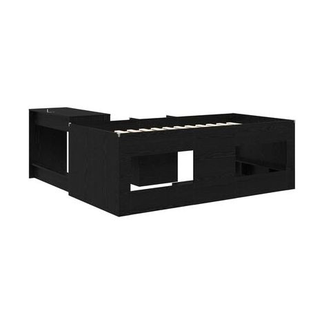 Lit haut enfant (avec bureau), chêne noir, 90 × 190 cm, chêne naturel élégant, meuble de chambre, design contemporain, montage facile (1/5)