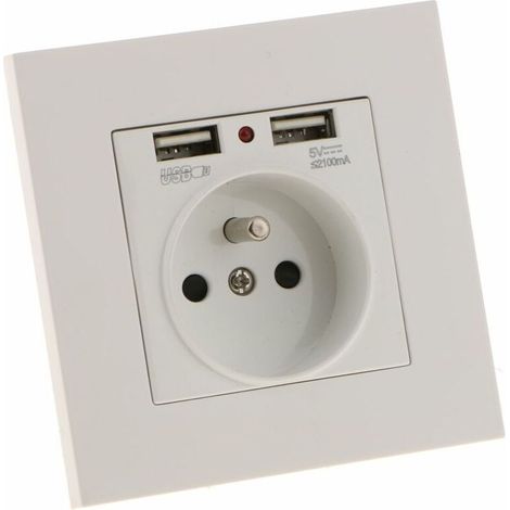 Jusch – Prise murale double USB 5V/2100mA – Plastique PC résistant au feu – Charge rapide pour appareils numériques – Installation facile (1/3)