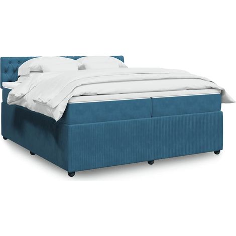 Cama box spring con colchón terciopelo azul 200x200 cm vidaXL (1/5)