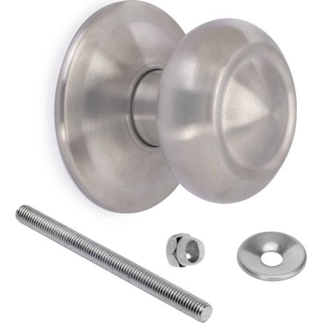 Emuca Pomello rotondo per porte esterne di ingresso, Modello Ferola, Maniglia per porta d'ingresso Ø70mm, Acciaio inox, Nichel satinato