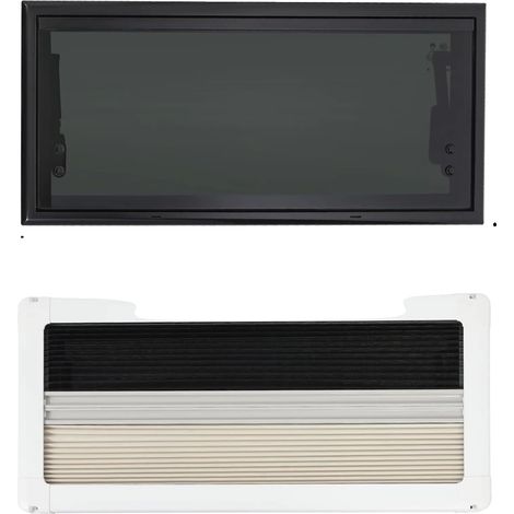 Fenêtre pliante RV, store enrouleur intégré, moustiquaire, noir (1/2)