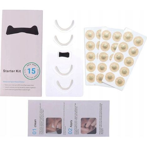 Set di cerotti nasali, fasce anti-russamento, maschera respiratoria, bianca (1/5)