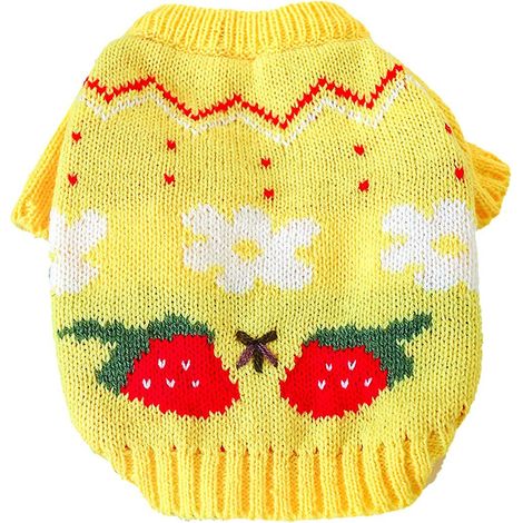 Pull en tricot pour animaux de compagnie (jaune fraise L)