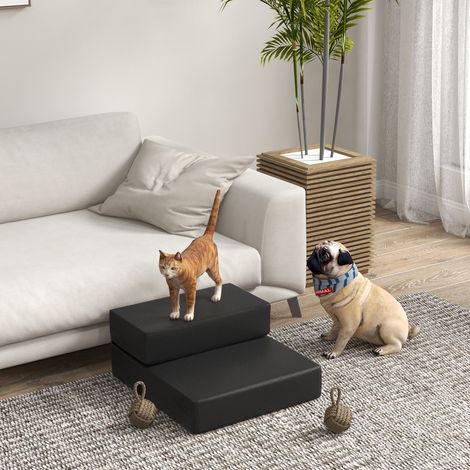 Escalier pliant pour animaux avec 2 marches pour chats et chiens,noir,L45xL39xH20cm,tapis pratique pour animaux facile à monter