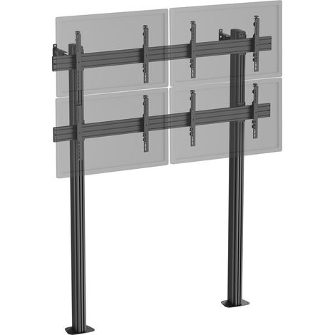 Support TV sur pieds - mur d'images 4 écrans 45''- 55'' hauteur 240cm à visser noir (1/3)