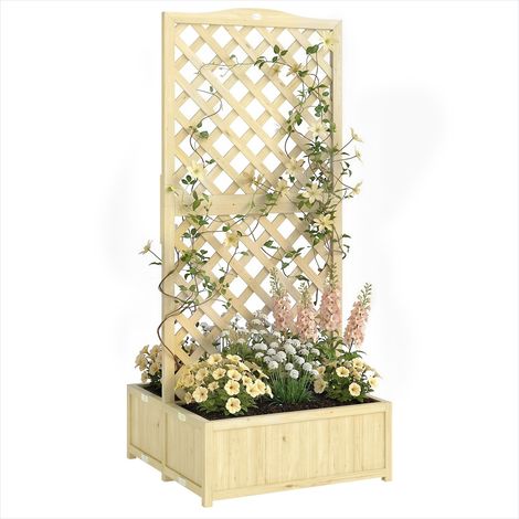 Porte-plantes Support à plantes en bois de sapin avec treillis (1/5)