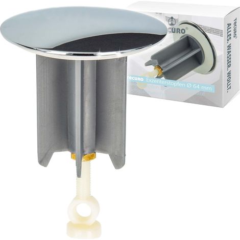 tecuro Bouchon de lavabo universel pour barres de traction, garniture de trop-plein, diamètre de trou supérieur à 36,5 mm, plaque de 64 mm de diamètre, chromé brillant (1/4)