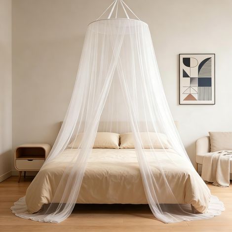 Aucune installation requise, moustiquaire dôme pour chambre, moustiquaire pour enfants, protection anti-moustiques, maille dense et épaisse, moustiquaire suspendue, baldaquin de lit universel (blanc)
