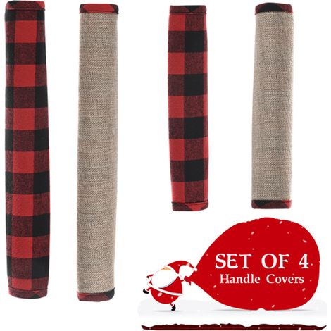 Lot de 4 gants écossais rouge et noir pour protection réfrigérateur, housse micro-ondes, décoration Noël (1/5)