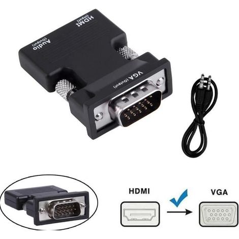 Adaptateur convertisseur 1080P HDMI femelle vers VGA mâle + câble audio Dongle 3,5 mm stéréo yk317 (1/4)