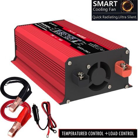 Onduleur 4000 W (puissance nominale 300 W) – Onduleur sinusoïdal 12 V/220 V – 2 ports USB, écran LED (1/5)