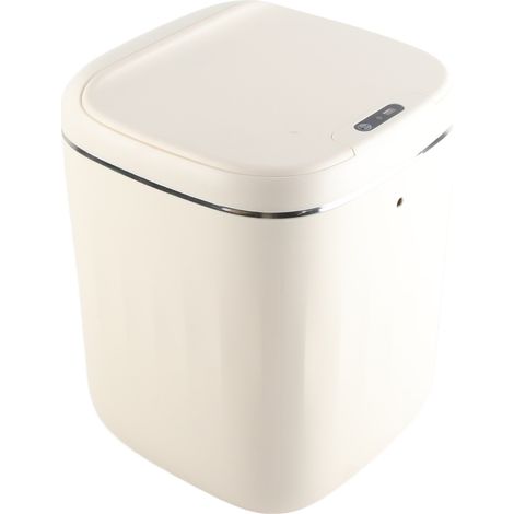 Poubelle automatique 20L sans contact, à capteur, facile à nettoyer, en polypropylène étanche, pour cuisine et salle de bain, couleur crème, sans piles. (1/5)