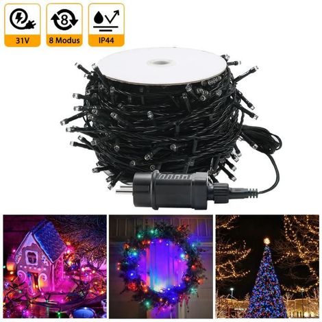 1000 LED guirlande lumineuse extérieure, 100 m, 8 modes d'éclairage, étanche IP44, pour jardin et balcon (1/4)