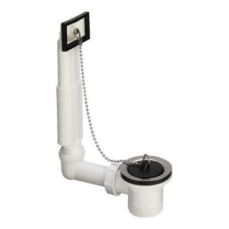 Sifón de desagüe y rebosadero para fregadero de 6/4" x 70, plástico/blanco