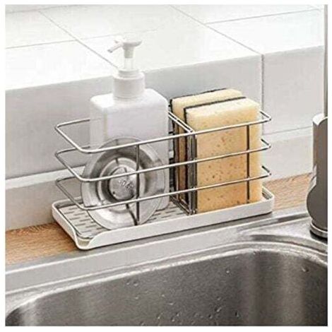 Porte-éponge - Acier Inoxydable 304 - Multifonctionnel pour évier de Cuisine - Organisateur d'évier - Plateau égouttoir à Vaisselle - Porte-Savon - Panneau de Suspension réglable