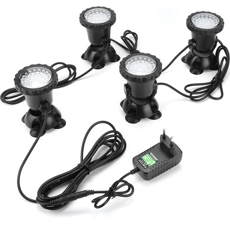 4 pièces coloré LED lumière sous-marine multicolore étanche RGB lampe de projecteur 110-240V prise ue (1/5)
