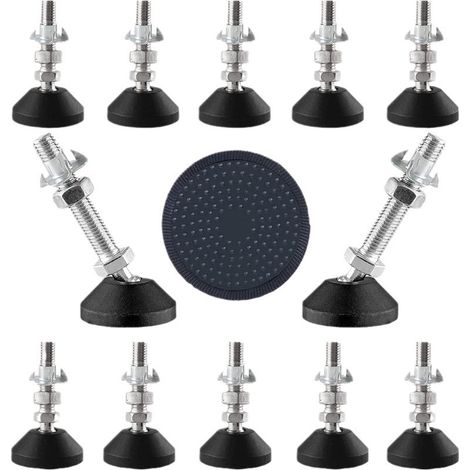 12 verstellbare Tischbeine – Abmessungen M8 x 50 x 50 mm – Tragkraft 450 kg – höhenverstellbare Möbelbeine – Fußdurchmesser 80 (1/3)