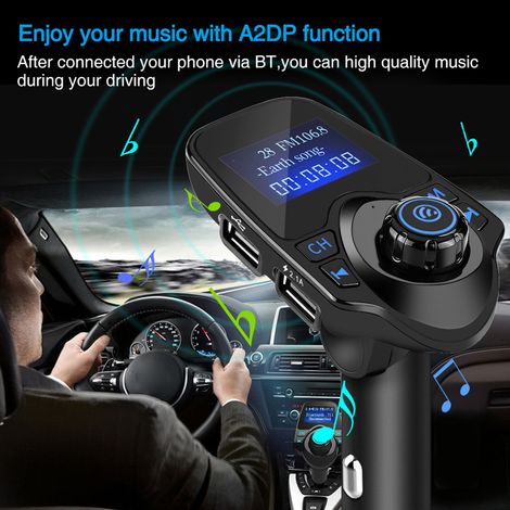 Kit mains libres Bluetooth sans fil T11 pour voiture, lecteur MP3, transmetteur FM et chargeur USB (1/5)