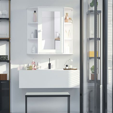 MEUBLIV Badspiegelschrank 66 x 17 x 63 cm, MDF weiß, 8 Fächer (1/5)