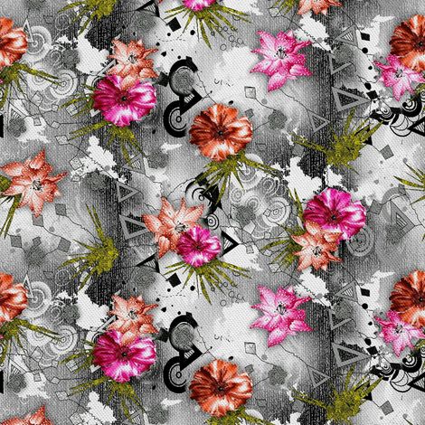 Tela decorativa para exteriores tipo oxford: motivo floral sobre fondo abstracto. (1/5)