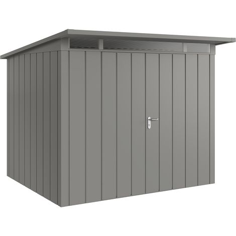 Hörmann Metall-Gerätehaus "Juno" mit Pultdach, JPD9 - Modern, 262 x 214 cm (B x T), graualuminium, 2-flüglige Tür (1/5)