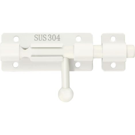 Set of 2 4-inch sliding locks, stainless steel door latch, sliding bolt, white cylinder (1/5)