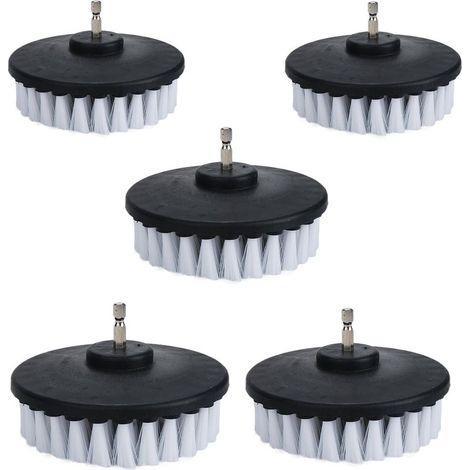 Set of 5 electric cleaning brushes (10.2 cm, white, with soft bristles) for cleaning cars, boats, seats, carpets, upholstered furniture and shower walls (1/5)