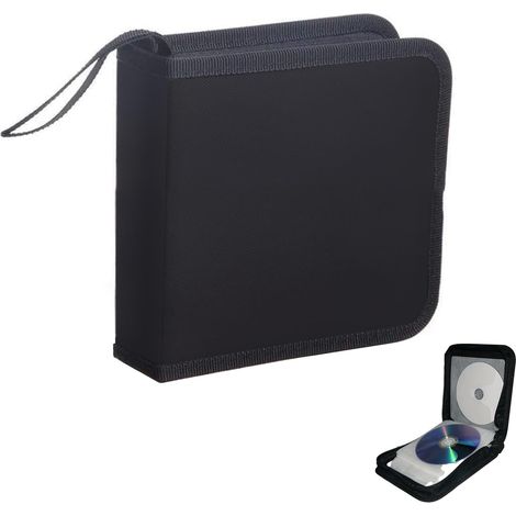 Estuche para 40 CD, organizador de DVD para coche y hogar, ahorra espacio para oficina, sala de estar y hogar, color negro. (1/5)