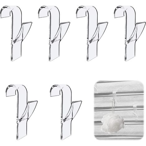 Lot de 6 crochets de salle de bain - Pour salle de bain - Porte-serviettes - Crochets ronds pour radiateur de salle de bain et cuisine - Transparent (1/5)