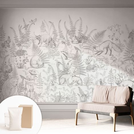 Papier peint intissé décoratif pour salon chambre et cuisine Facile à poser avec colle Animaux de la forêt 312x219 cm (1/5)