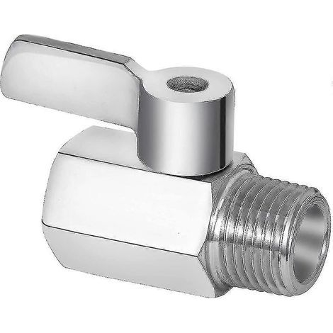 Absperrventil für Duschkopf, Mini-Kugelhahn aus Edelstahl 304, NPT-Gewinde (1/2 Zoll Außengewinde x 1/2 Zoll Innengewinde). (1/3)