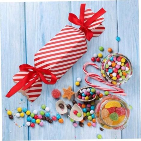 Boîtes de biscuits de Noël, boîtes de bonbons de Noël en forme de bonbons, Lot de 50 pièces avec ruban, boîtes de cadeaux de Noël (1/4)