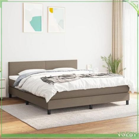 Sommier à lattes avec matelas - FAF7291712412424 - 180x200 cm - Matelas 20 cm ressorts ensachés - Tissu taupe (1/5)