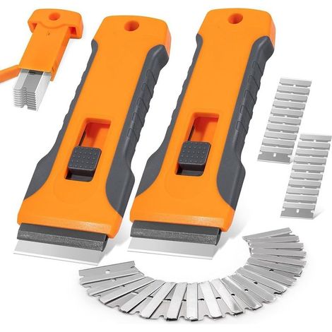 Lot de 2 Grattoirs Plaque Vitrocéramique Induction – 20 Lames de Rechange Incluses, Grattoir Professionnel pour Verre (1/5)