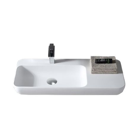 BERNSTEIN - Vasque moderne 90x40x12cm Lavabo en fonte, Lave main suspendu à poser, sans robinet ni bonde - TWG202