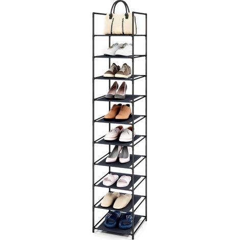 Shoe Rack 10 Tiers Vertical Shoe Rack 28x45x173cm Metal Tall Small Narrow Space Saving Shoe Storage Organizer for Closet Entryway Garage Bedroom Cloakroom (1/4)