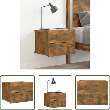 vidaXL Table de nuit murale - Table de chevet Chêne fumé 40x30x30 cm Bois d'ingénierie (1/5)