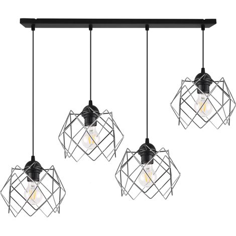 STELLA HÄNGELAMPE 4 FLACH CHROM LAMPENSCHIRM E27
