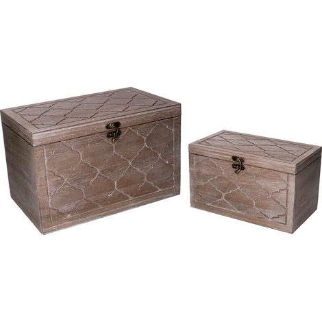 Set 2 Scatole in Legno marrone rettangolare (1/3)