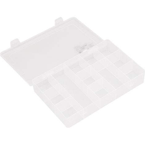 Boîte de rangement 12 compartiments, plastique PP transparent, coffret de tri pour composants électroniques, boîte à cloisons avec séparateurs (1/5)