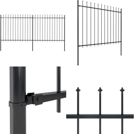 Clôture de jardin avec dessus en lance Acier 3,4 x 1,5 m Noir - Clôture De Jardin - Clôture En Acier - Clôture Decorative - Clôture Noire - Clôture Sécurisé - Home & Living (1/5)