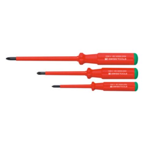 PB Swiss Tools Pozidriv-Schraubendreher-Satz SwissGrip, vollisoliert, 3-teilig