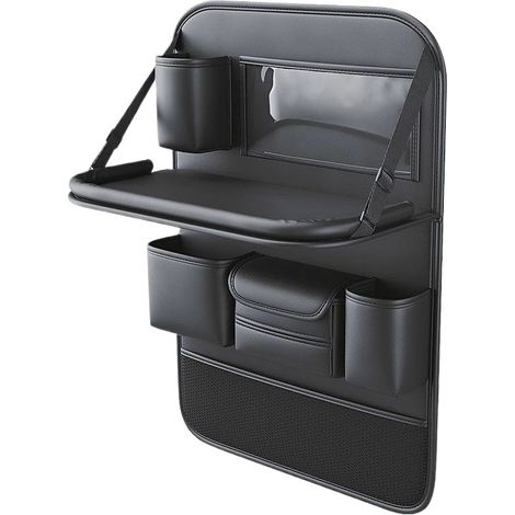 Organisateur de siège arrière de voiture avec tiroir pliable, sac de rangement multifonctionnel adapté aux jouets d'enfants, à une tablette et à des bouteilles, en cuir PU imperméable, organisateur de