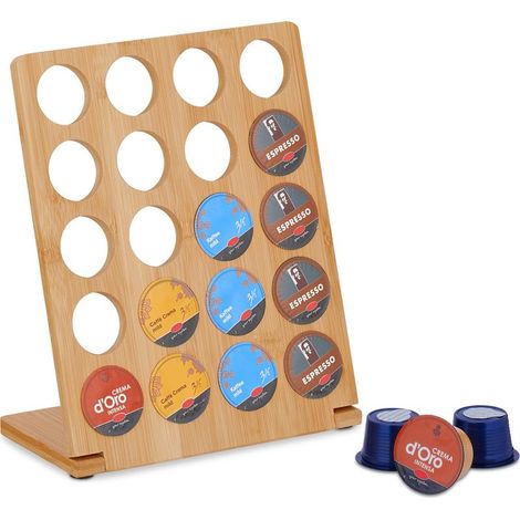 Range-capsules, support pour 20 dosettes, porte-dosettes bambou, HxLxP: 27x22x11 cm, nature (1/5)