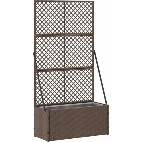 Cache-pot de jardin rectangulaire moderne pour terrasse 70 x 30 x 135 cm en métal marron (1/5)